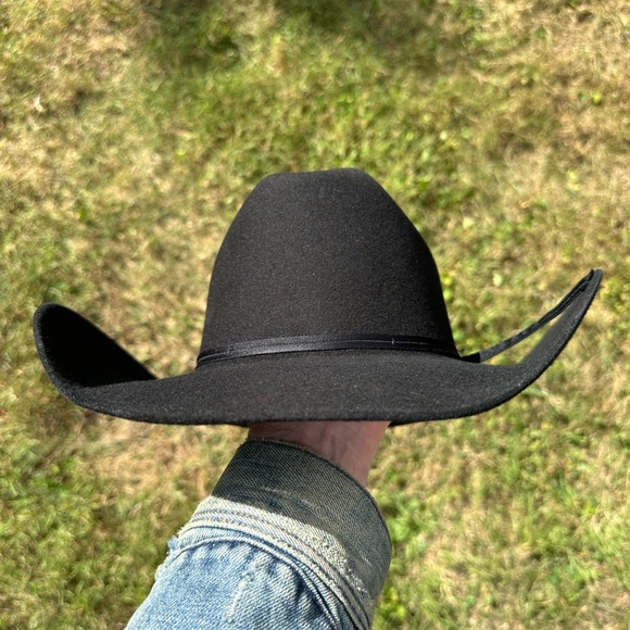 Seager Longhorn 4X Cowboy Hat in Black - 7 1/4 - Picture 1 of 8